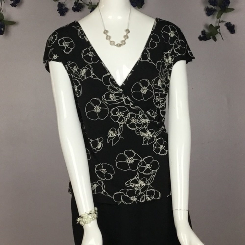 PARALLEL STUDIO Mock Wrap Blouse Top Medium